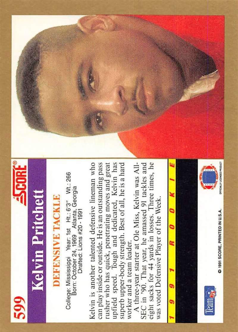 Amazon.com: 1991 Score Football #599 Kelvin Pritchett RC Rookie