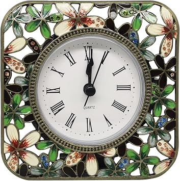 Decorative Mini Table Clock, Vintage Metal Silent Analog Quartz Battery Operated Table Top Clock for Living Room Decor Shelf