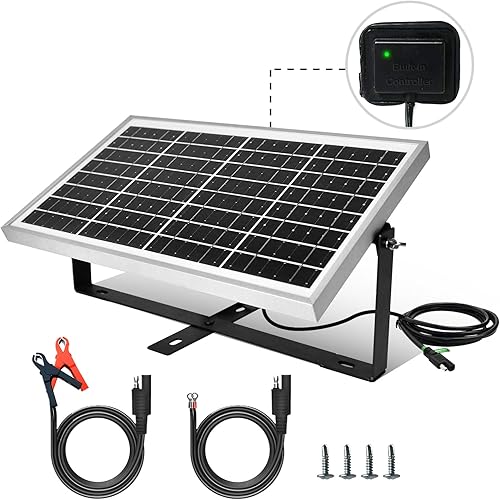 ECO-WORTHY Mantenedor de cargador de batería solar de 10 vatios y 12 V panel solar de 10 W + controlador + soporte de montaje ajustable + cable de