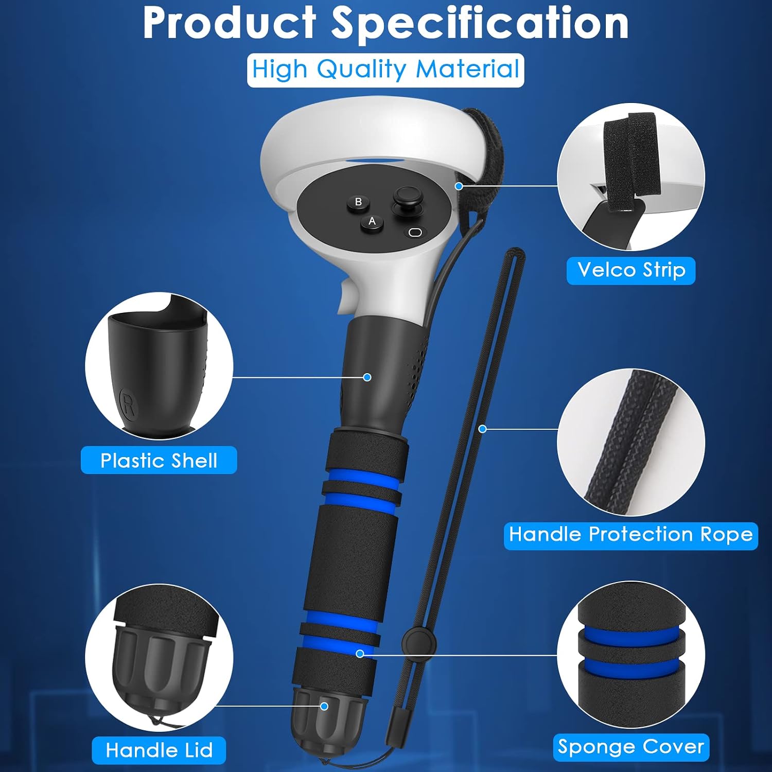 YOGES VR Game Handle Accessories Compatible with Oculus Quest 2 Controllers, Dual Handles Extension Grips Compatible with Meta Quest 2 Accessories Beat Saber Supernatural Gorilla Tag Games
