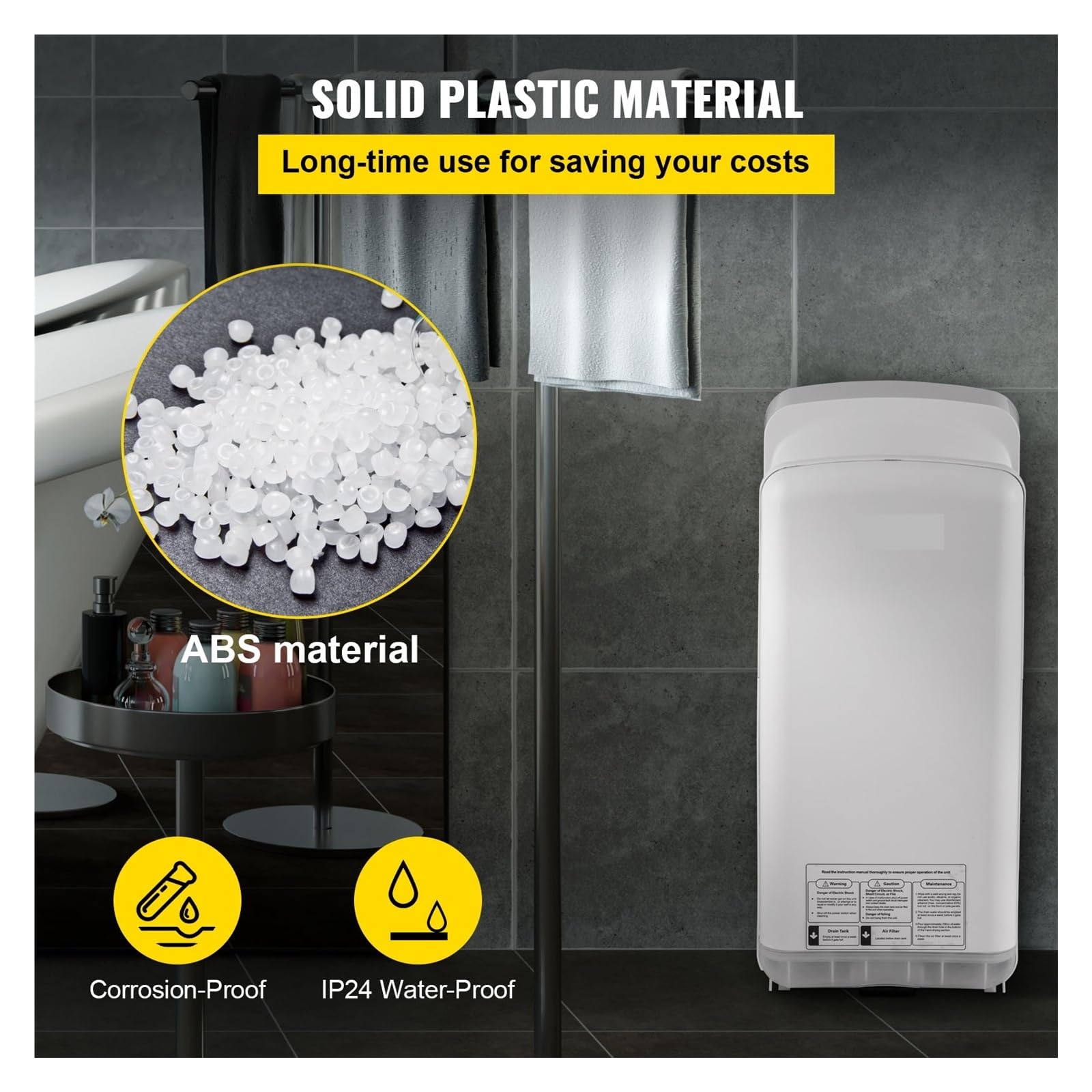 Secador de Manos automático de Alta Velocidad, de Doble Cara, Seguro y de Material Robusto.