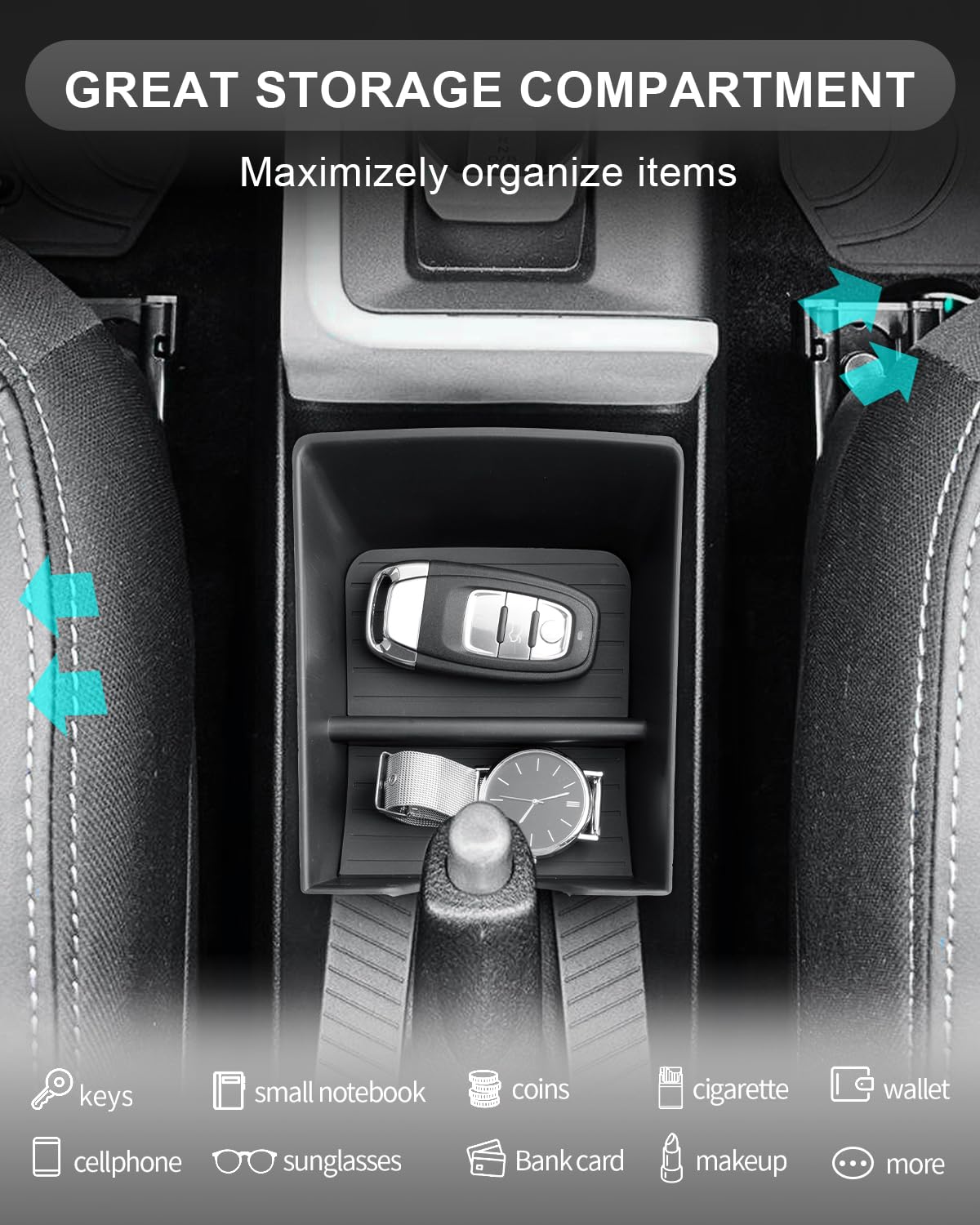 CDEFG Compatibile con Dacia Spring Electric EV 2025 Facelift tappetini in gomma per console centrale, organizer portaoggetti portaoggetti inferiore al bracciolo centrale Spring 2025 accessorio