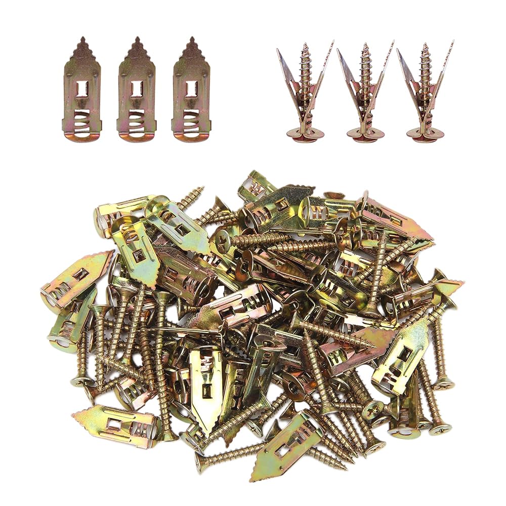 Expansion Screw, 2025 Upgraded Self-Drilling Anchors Screws, Self Drilling Drywall Anchors with Screws, Drywall Anchors and Screw Kit, Easy Application No Drill or Holes in Wall (50, 30mm*35mm)