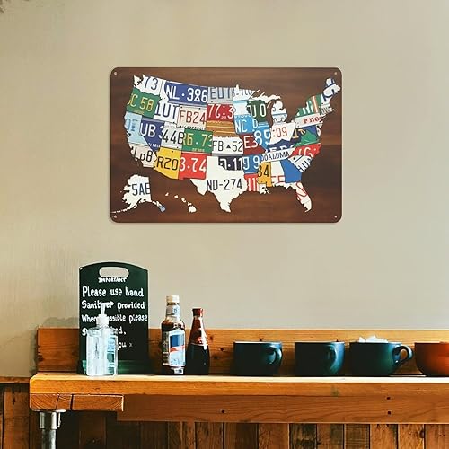 Miniatura 8 de Letrero de hojalata para matrícula, diseño vintage de Estados Unidos, adecuado para habitación, baño, cueva, bar, cafetería, garaje, jardín y
