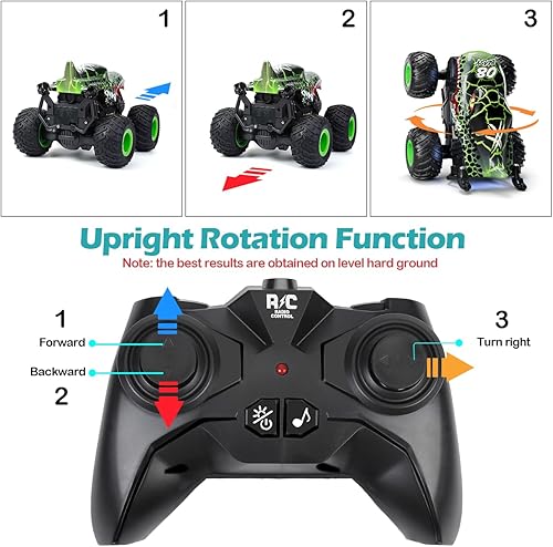 Miniatura 4 de LODBY Coche de control remoto Monster Trucks para niños y niños, juguetes de automóvil de dinosaurio a control remoto, regalos para niños de 4, 5,