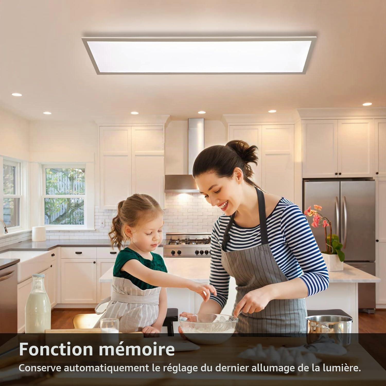 Plafonnier LED Dimmable 120x30 cm avec Fonction Mémoire, 40W 2700K-6500K Panneau Rectangulaire Ultra-Plat avec Télécommande, Lumière Ultra-Brillante Convient pour Bureau Cuisine Garage Atelier Cave