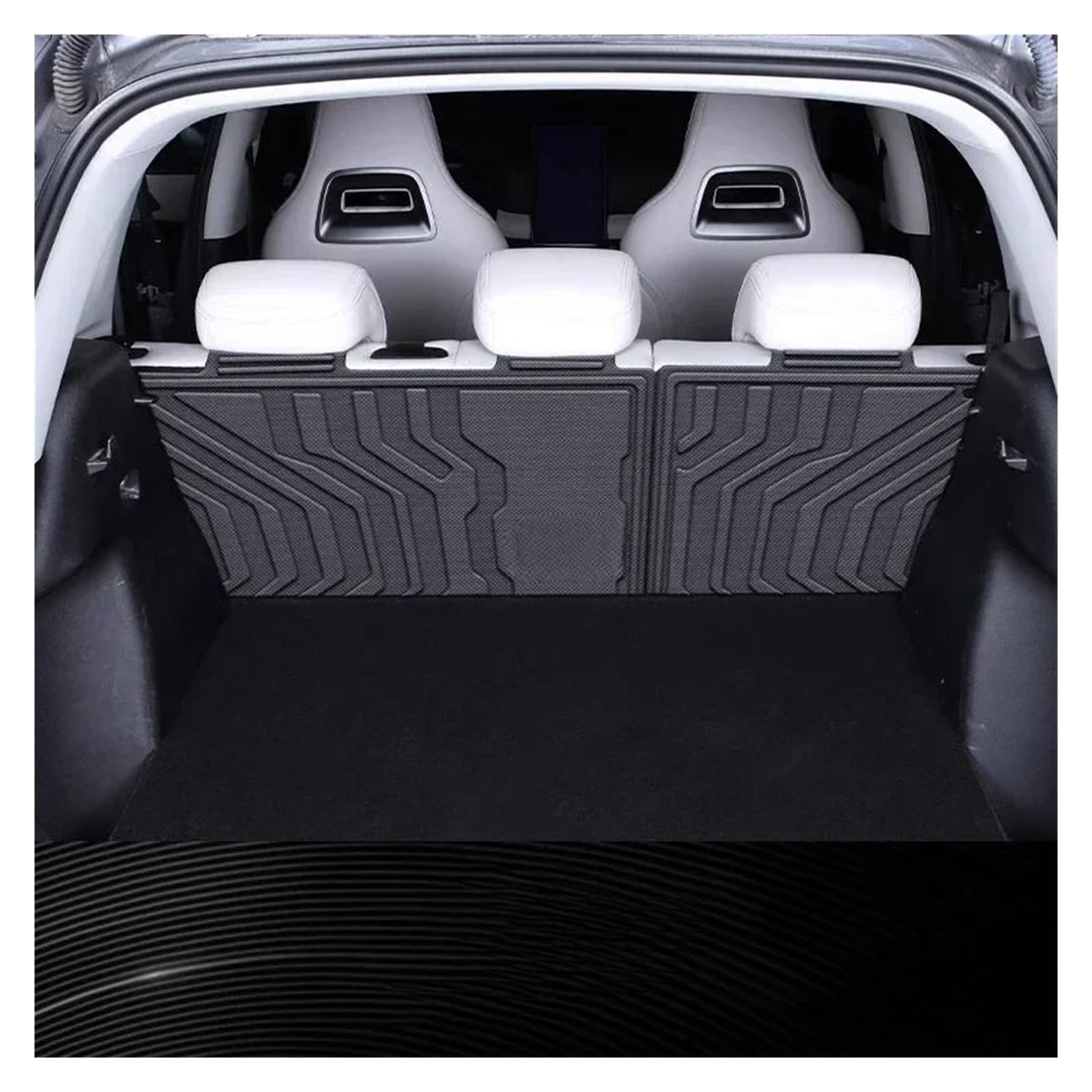 Kofferraumwanne Für BYD Für Yuan UP Für Yuan Für Pro Für ATTO 2 2024 2025 Hinten Sitz Rückenlehne Schutz Pad Stamm Matte Anti-Kick Pad Kofferraumschutz(Backing Cushion,Three Rear headrests)