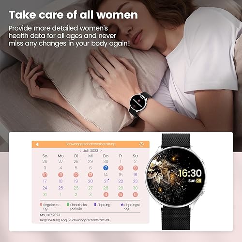 Miniatura 3 de Relojes inteligentes para mujer, rastreador de actividad física de 1.39 pulgadas con respuestahacer llamadasmonitor de sueñoimpermeable IP67modo