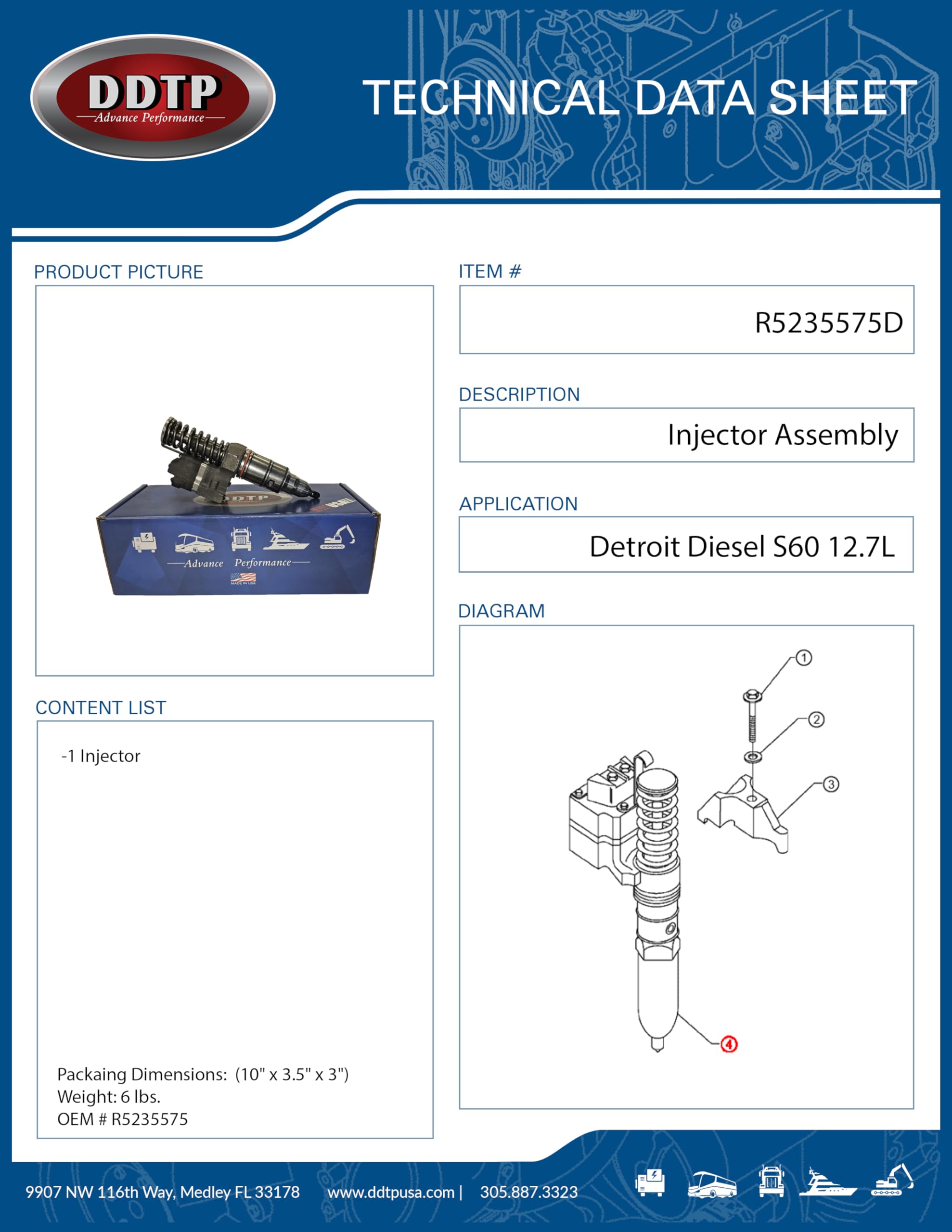 Amazon.com: Fuel Injector ASM for Detroit Diesel S60 EUI (R5235575 