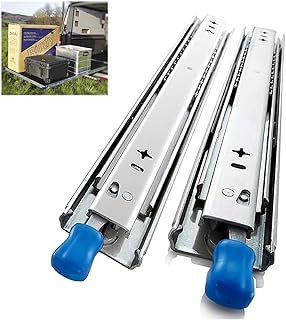 LKLXJ Guide per Cassetti con Bloccaggio - 2 PCS Guide Scorrevoli Scrivania, Portata Fino A 120 kg, Set di Guide con Cuscinetti A Rulli, Guide di Scorrimento con Bloccaggio - Guide Fisse per Cassetti