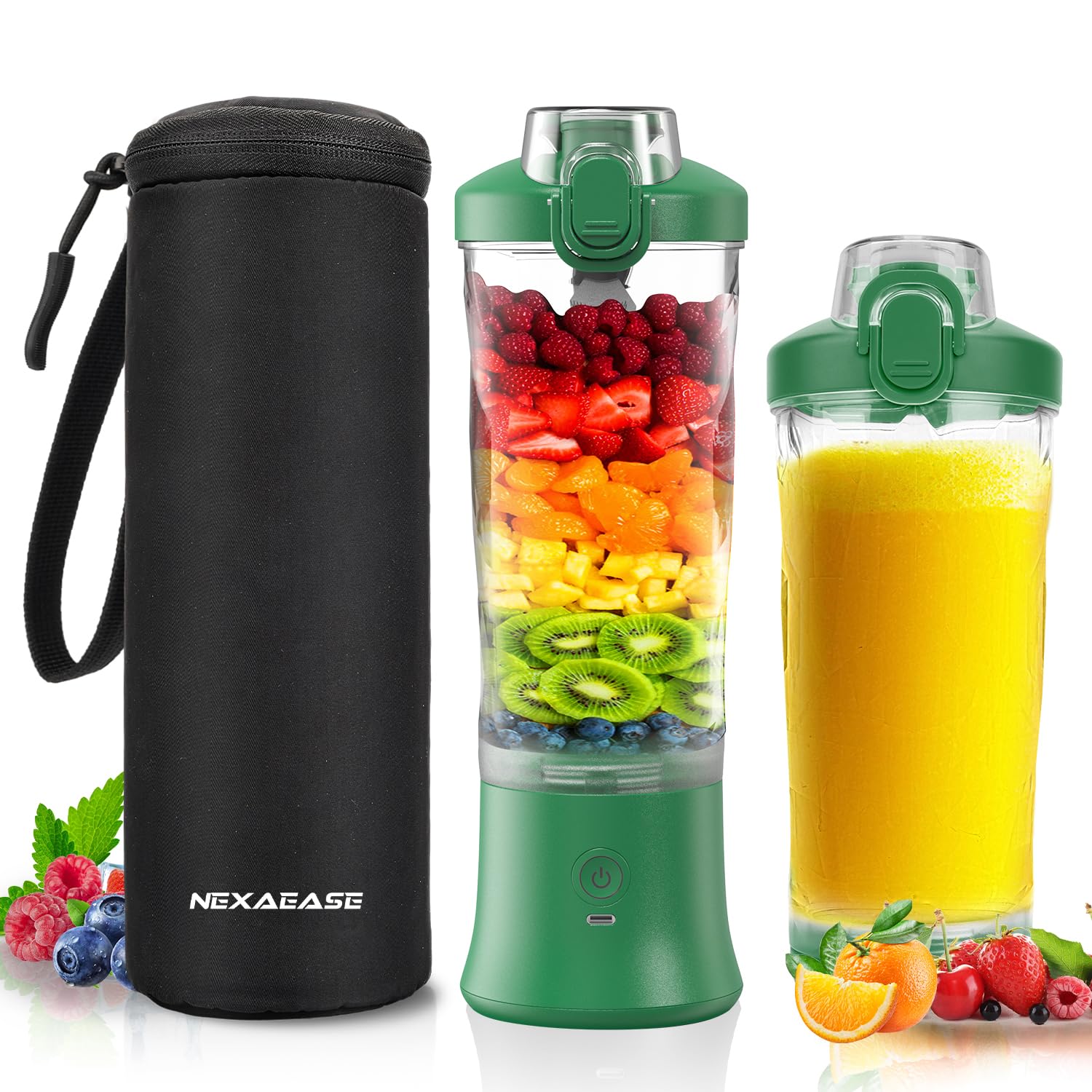 Przenośny mikser Smoothie Maker – 600 ml mini mikser stojący to Go – 6 ostrzy, pokrywka podróżna i izolowana obudowa – możliwość ładowania przez USB, blender proteinowy shaker do kuchni, podróży,