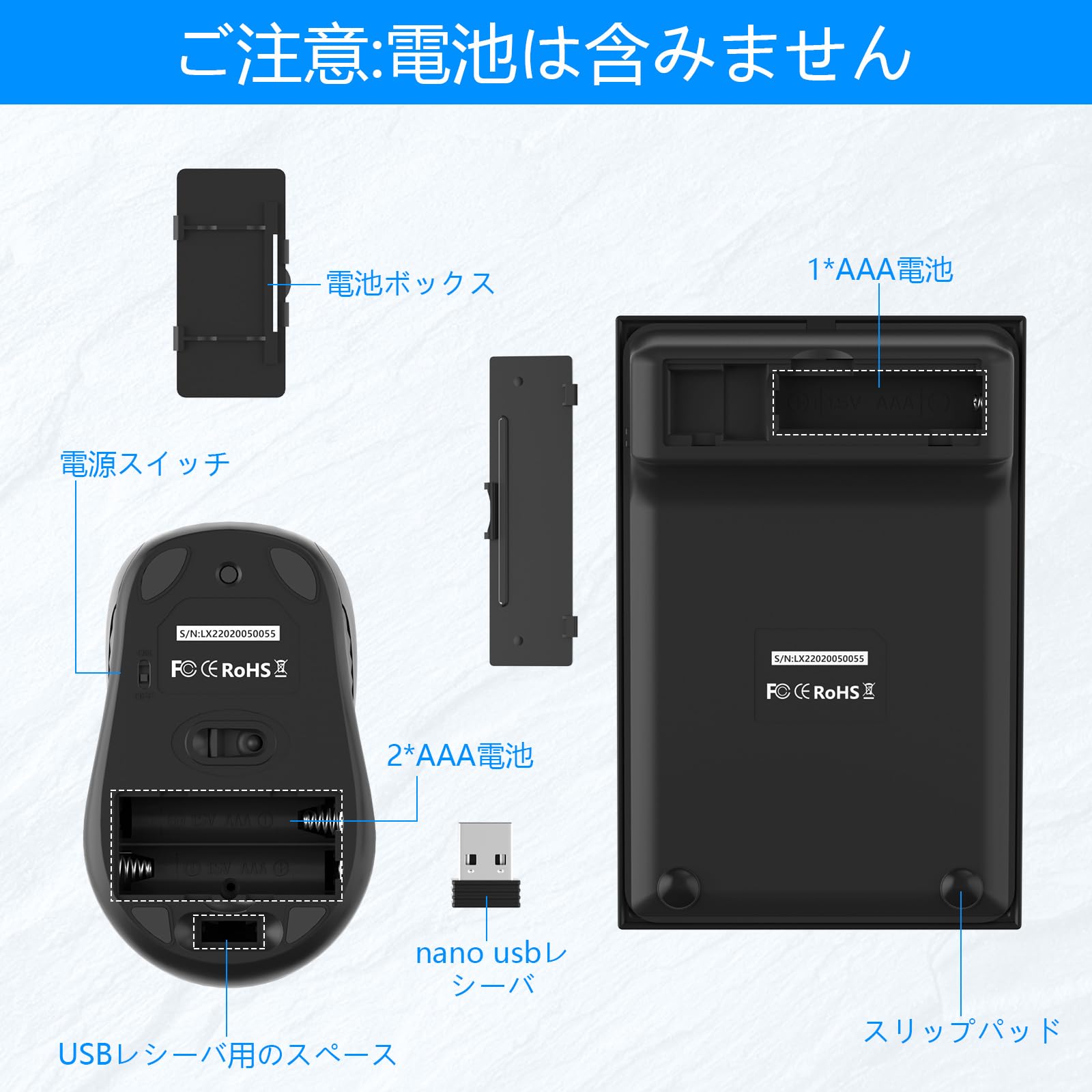 Amazon | テンキー マウス セット ワイヤレス、USB受信機能付き 2.4G