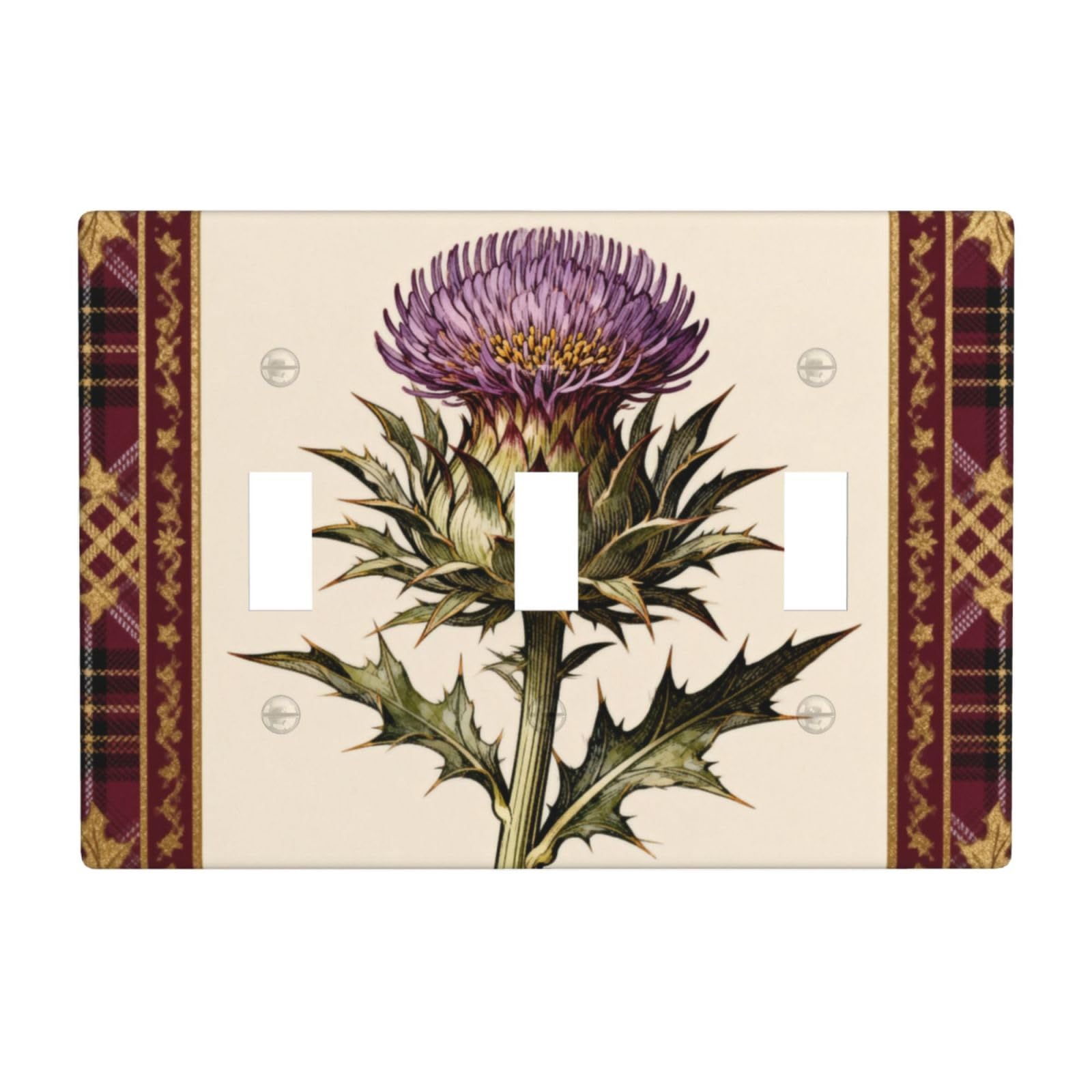 Delicate Thistle 3 Gang Switch Plate Cover-Unbreakable Polycarbonate Wall Plate, Heat Resistant Toggle Switch Decor for Home