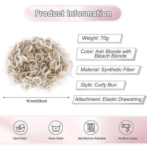 Miniatura 2 de Lommel Moño desordenado para mujer, 2.47 onzas, cordón elástico, suelto, ondulado, rizado, cabello sintético, extensiones de cabello para mujer, uso