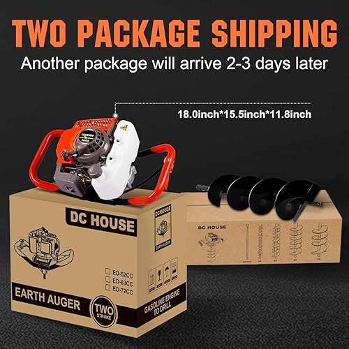Miniatura 2 de ECO LLC Excavadora de agujeros de poste resistente de 63 CC con 3 brocas de taladro de tierra brocas de 6 y 10 y 12 pulgadas y barra de extensión de