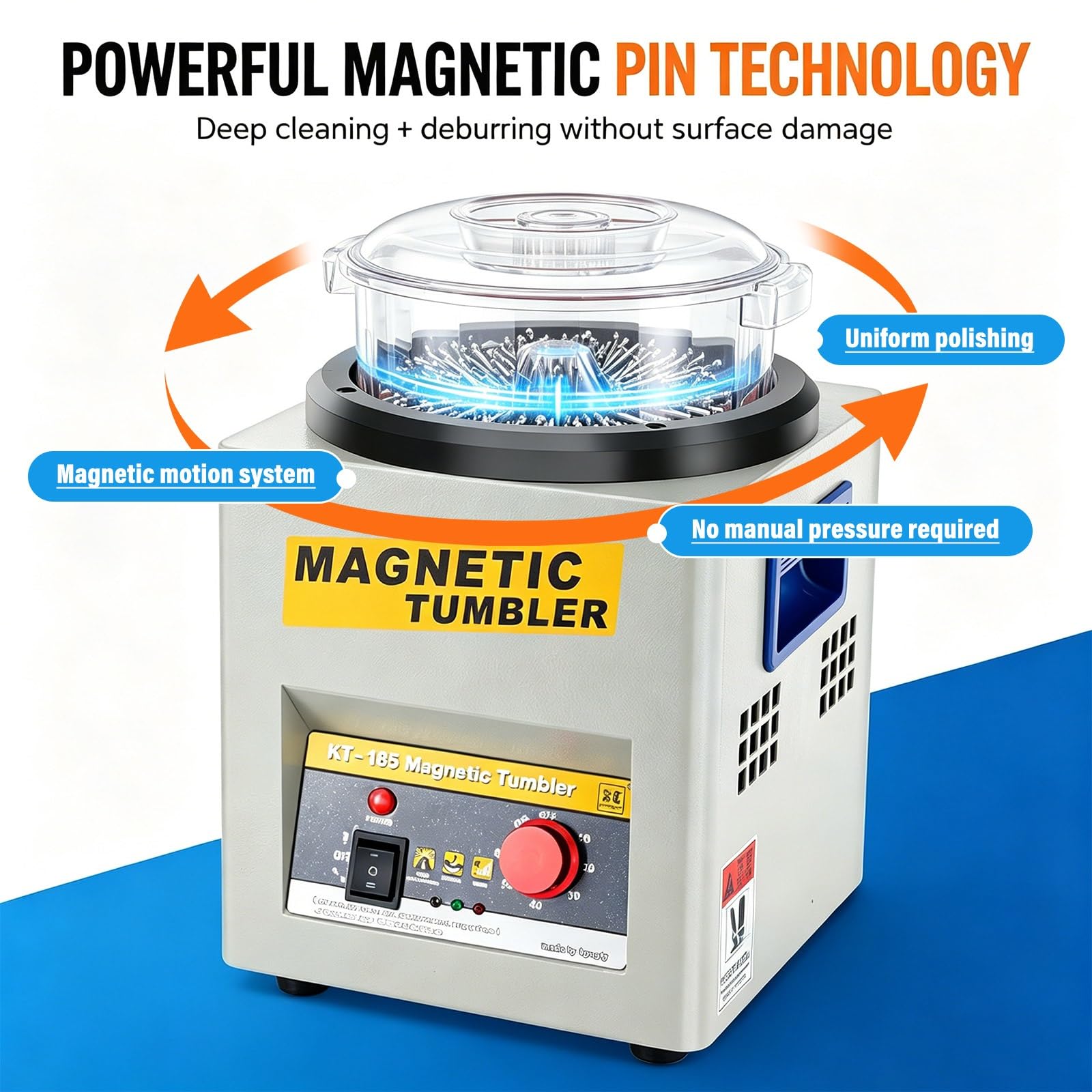 Polerka Magnetyczna Biżuterii 2000-2800rpm Bęben 400-800g Metal Polishing Maszyna Złoto Srebro Miedź Stal Nierdzewna Małe Precyzyjne Elementy(KT100)