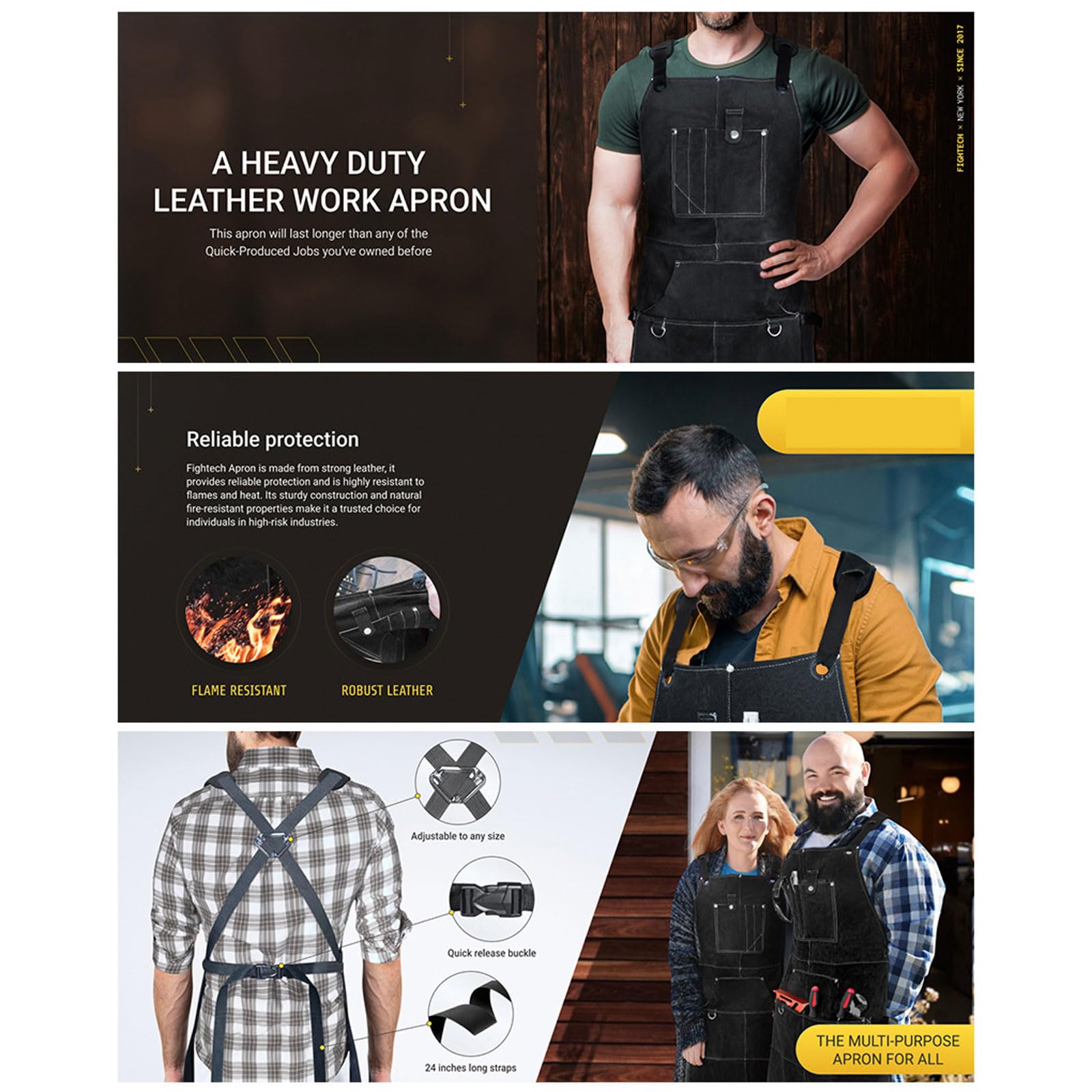 Tablier de Soudeur Professionnel en Cuir pour Homme avec 6 Poches. Tablier de Soudure Durable de Travail Anti-Flamme et Protection pour Forgeron,pour Femmes et Hommes 60 * 90cm