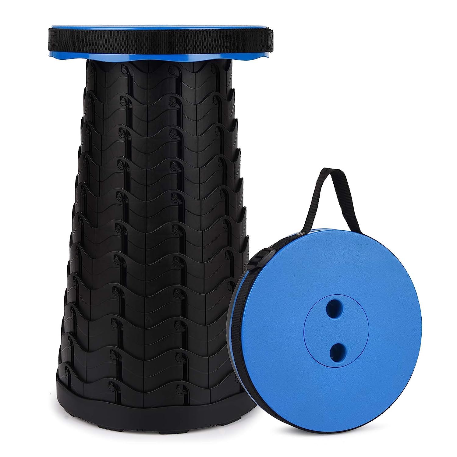 Lapras 𝟏𝟓 𝐘𝐄𝐀𝐑𝐒 𝐖𝐀𝐑𝐑𝐀𝐍𝐓𝐘 Portable Folding Stool, 2nd Gen Adjustable Telescoping Stool for Camping/Fishing/Hiking/Travel/BBQ/Garden, Retractable/Foldable Plastic Stool