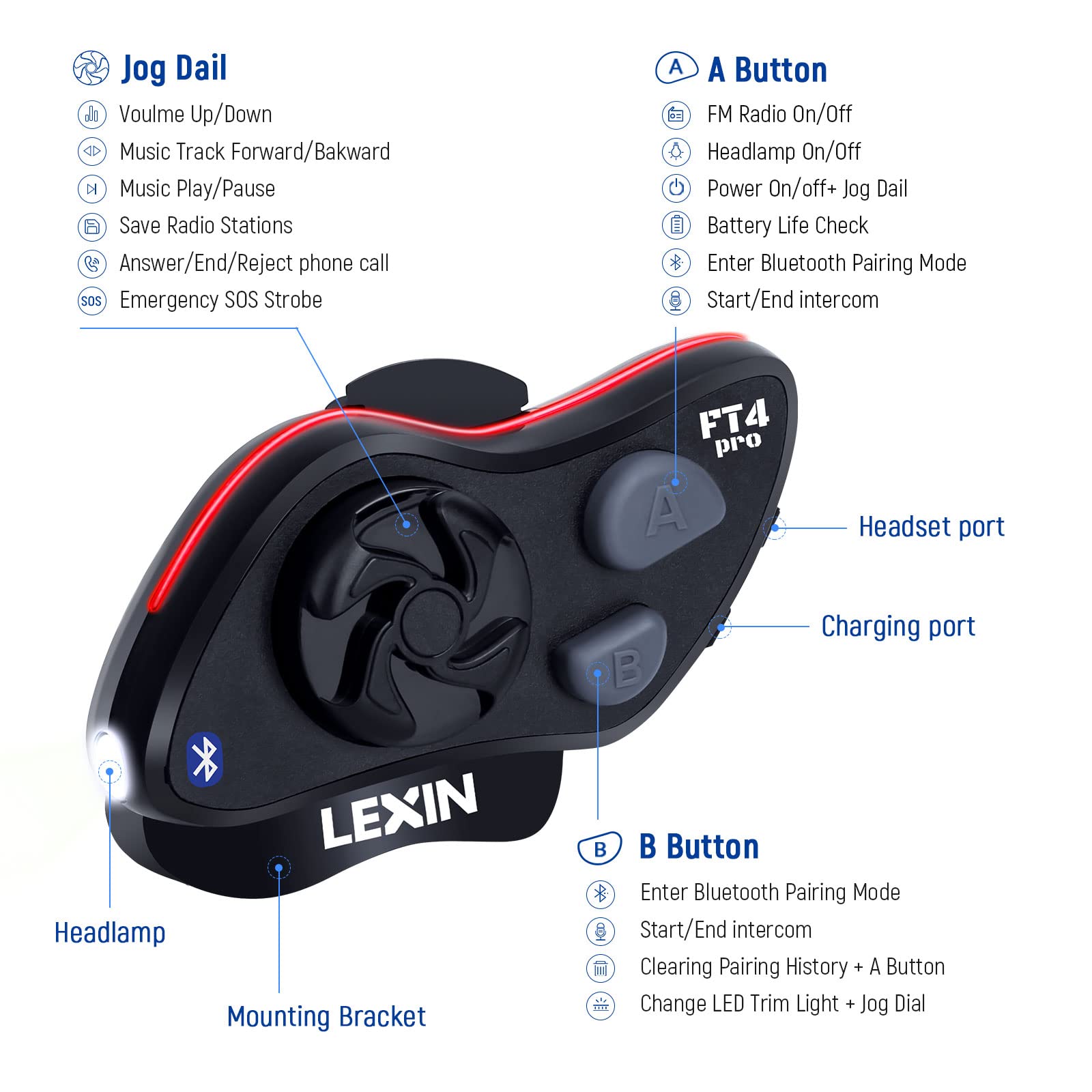Intercom Button Lexin B4fm Pairing Fm Radio Lexin B4fm Bluetooth 