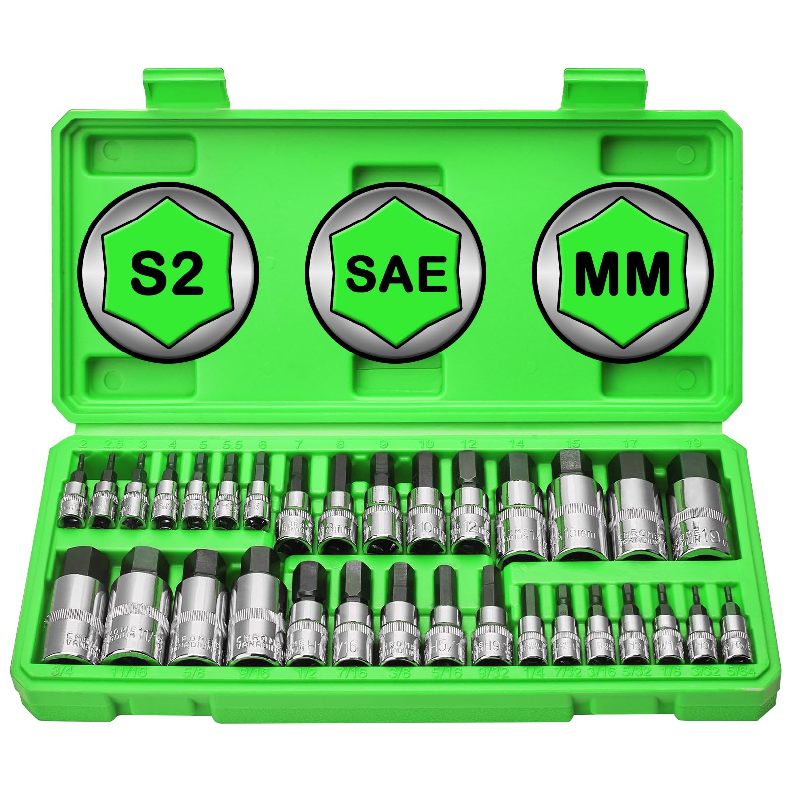 Masater 32-Piece Hex Bit Socket Set S2 Alloy Steel