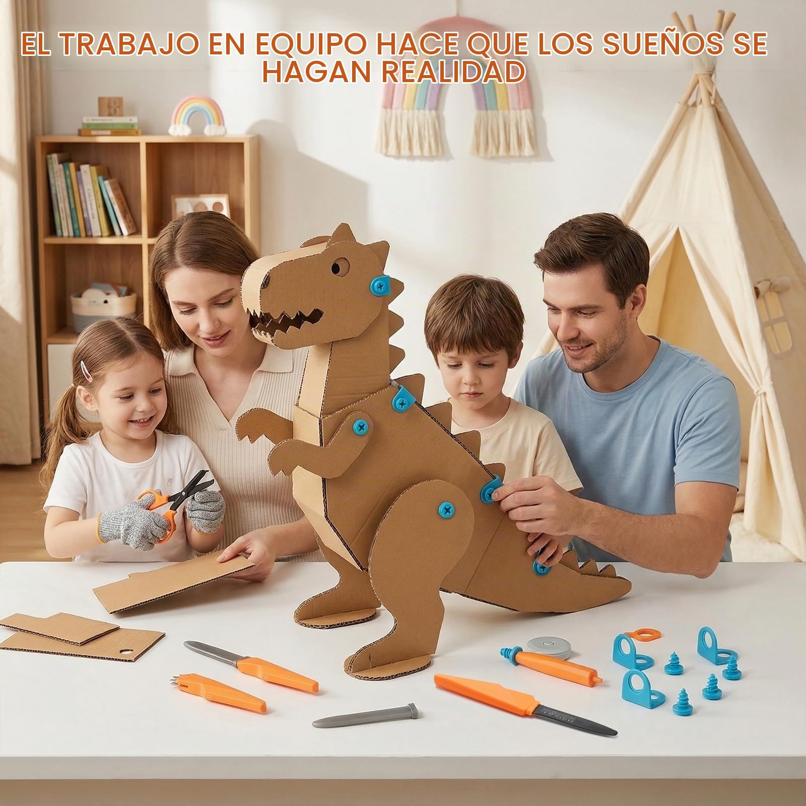 SainSmart Jr. Herramientas de construcción de cartón para niños 120 piezas