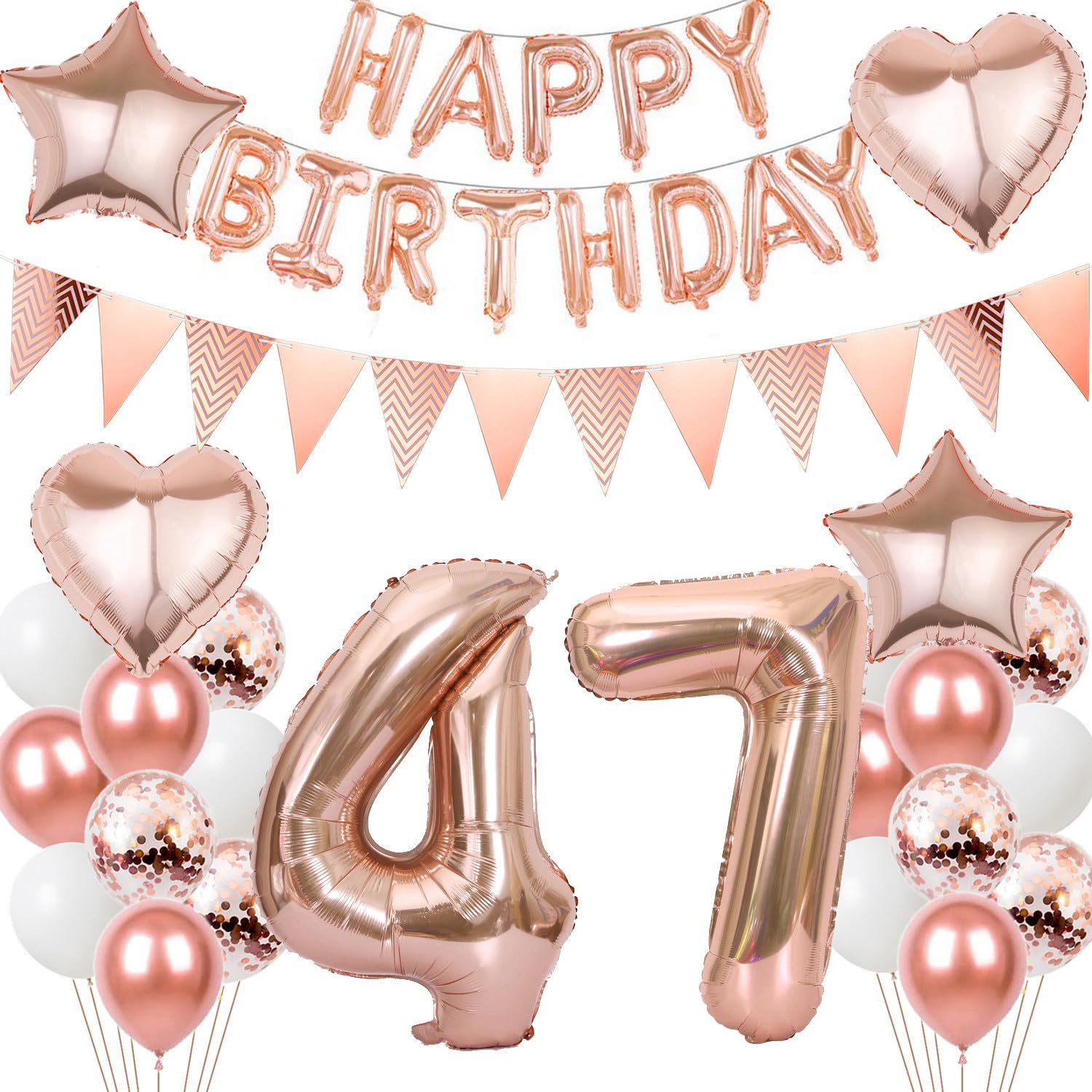 palloncini 47 anni compleanno decorazioni uomo donna, oro nero decorazioni festa 47 anni compleanno uomo donna palloncini numero 47 decorazioni torta 47 anni compleanno palloncini