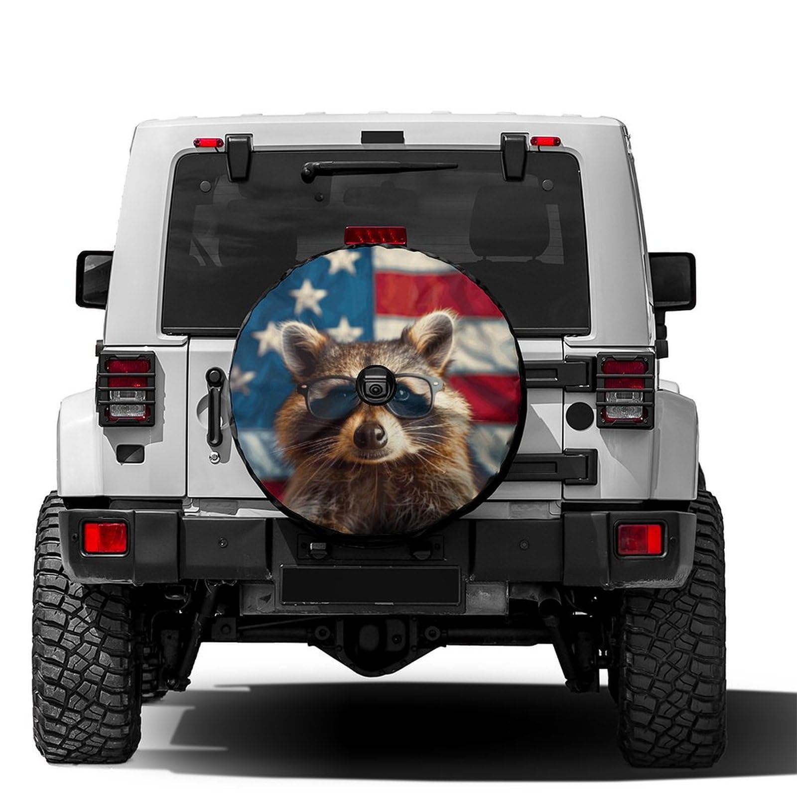 Dujiea Military Tactical Star Spare Tire Cover with Backup Camera Hole, Universal Wheel Tire Cover Tire Protectors for Jeep Trailer RV Van SUV Truck Camper and Many Vehicle 17inch — view 45