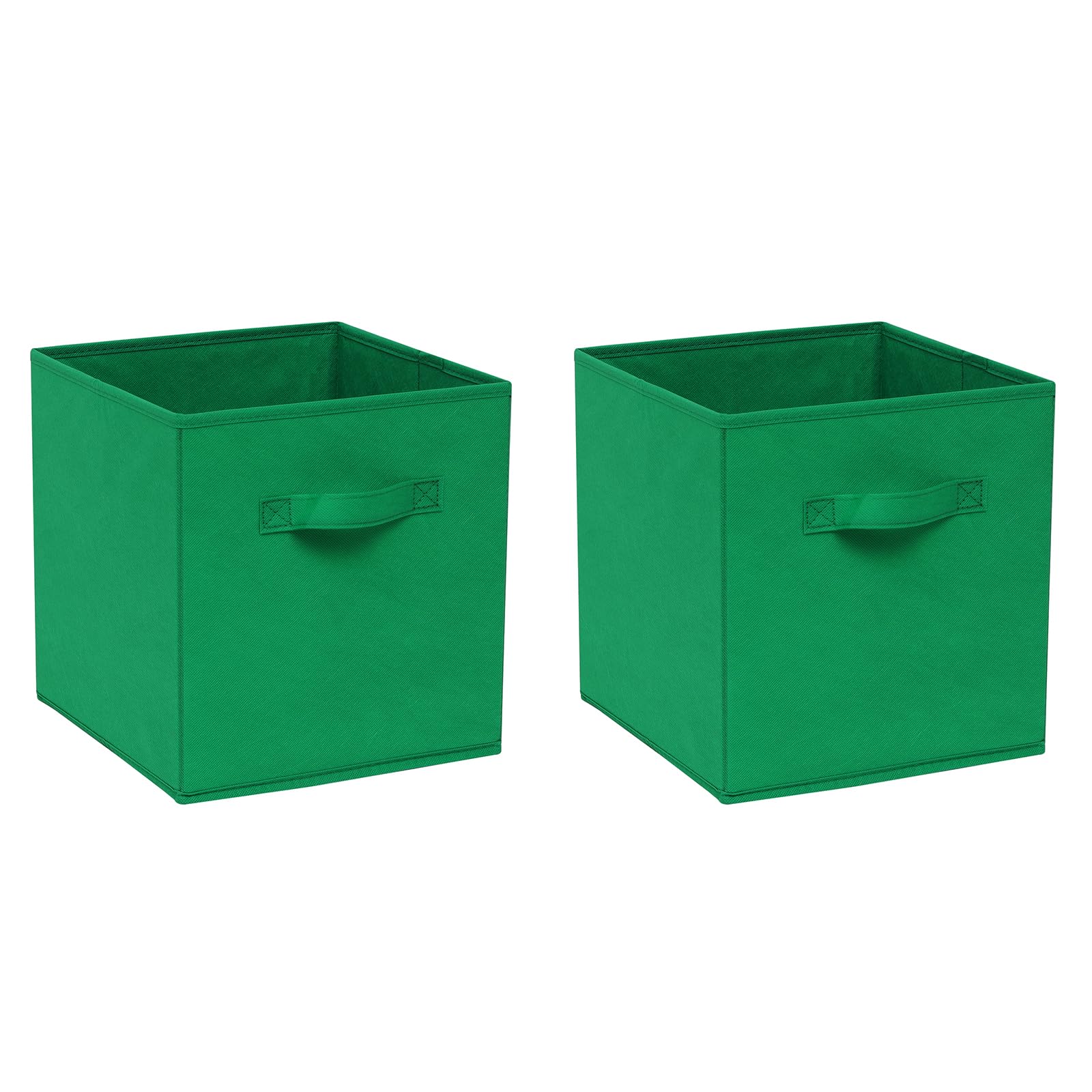 Redd Royal Pack of 2/4/6 Non-Woven Fabric Unit Storage Cubes Boxes Foldable Collapsible Storage Organizer Basket Bins with Handle for Wardrobe Clothes Toys Bedroom Living Room (Dark Green, Pack of 2) โ image 1