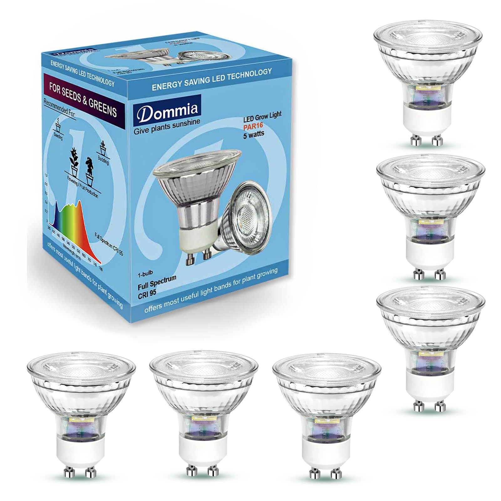Amazon.com : DOMMIA Grow Light, GU10 Full Spectrum Grow Light Bulb, 5W 110V  PAR16 LED Plant Light Bulb for Indoor Plants, Neutral White 4000K, 6-Count  : Patio, Lawn & Garden