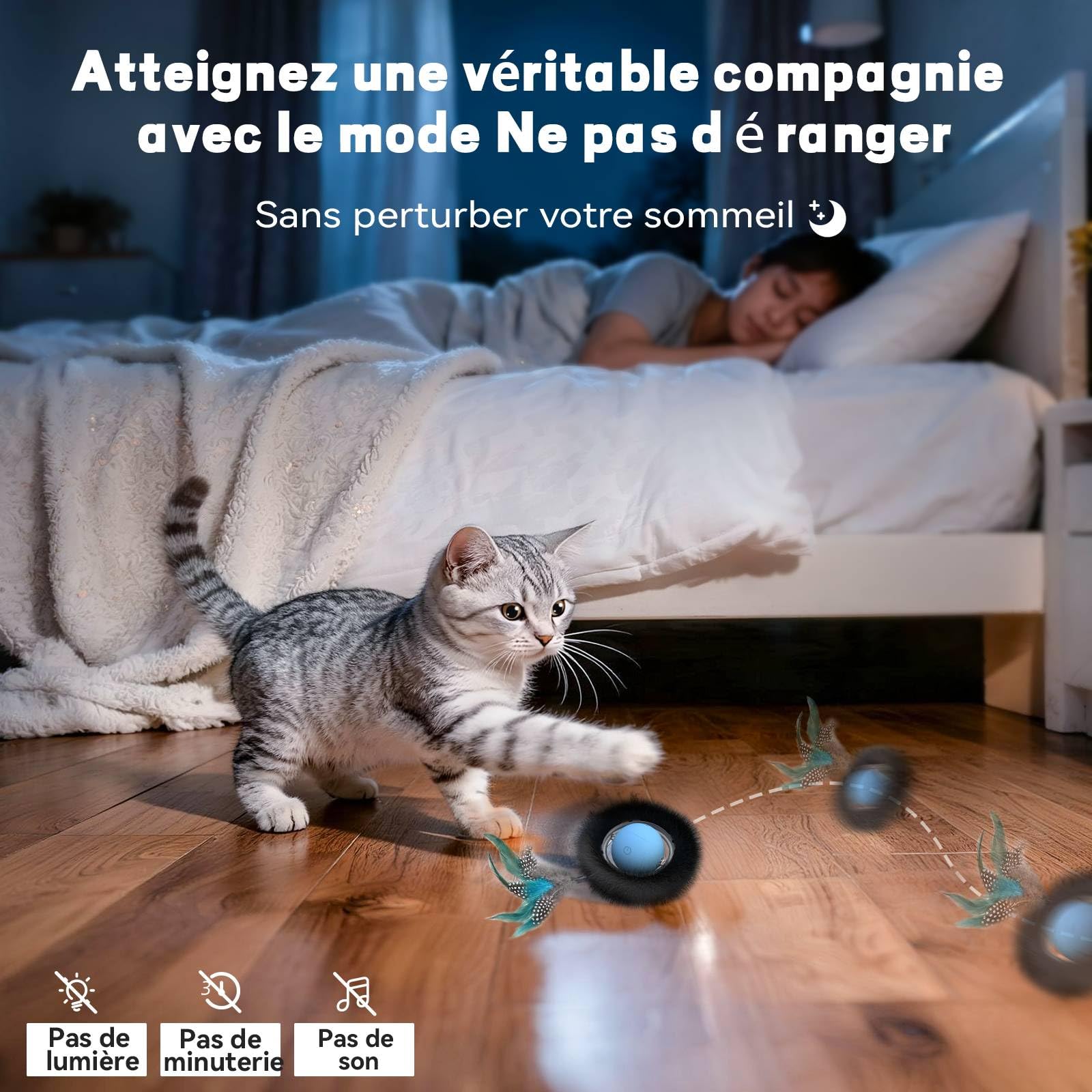 Jouet interactif pour Chat avec 7 Trous, Sac de Tapis de Labyrinthe, Jeu de cachette Mobile Automatique avec Queue en Plume, Jeu de Capture de Souris, Cadeaux pour Chat