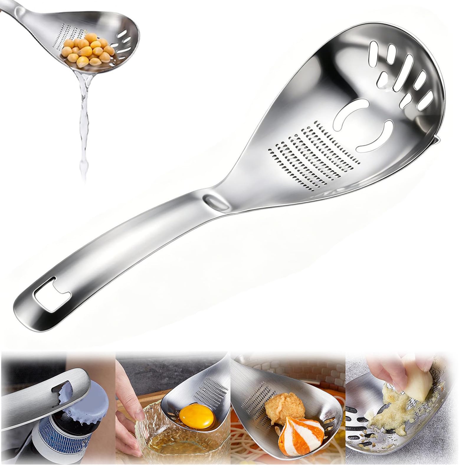 5-in-1 Multifunctional Kitchen Cooking Stainless Steel Spoon，1PC