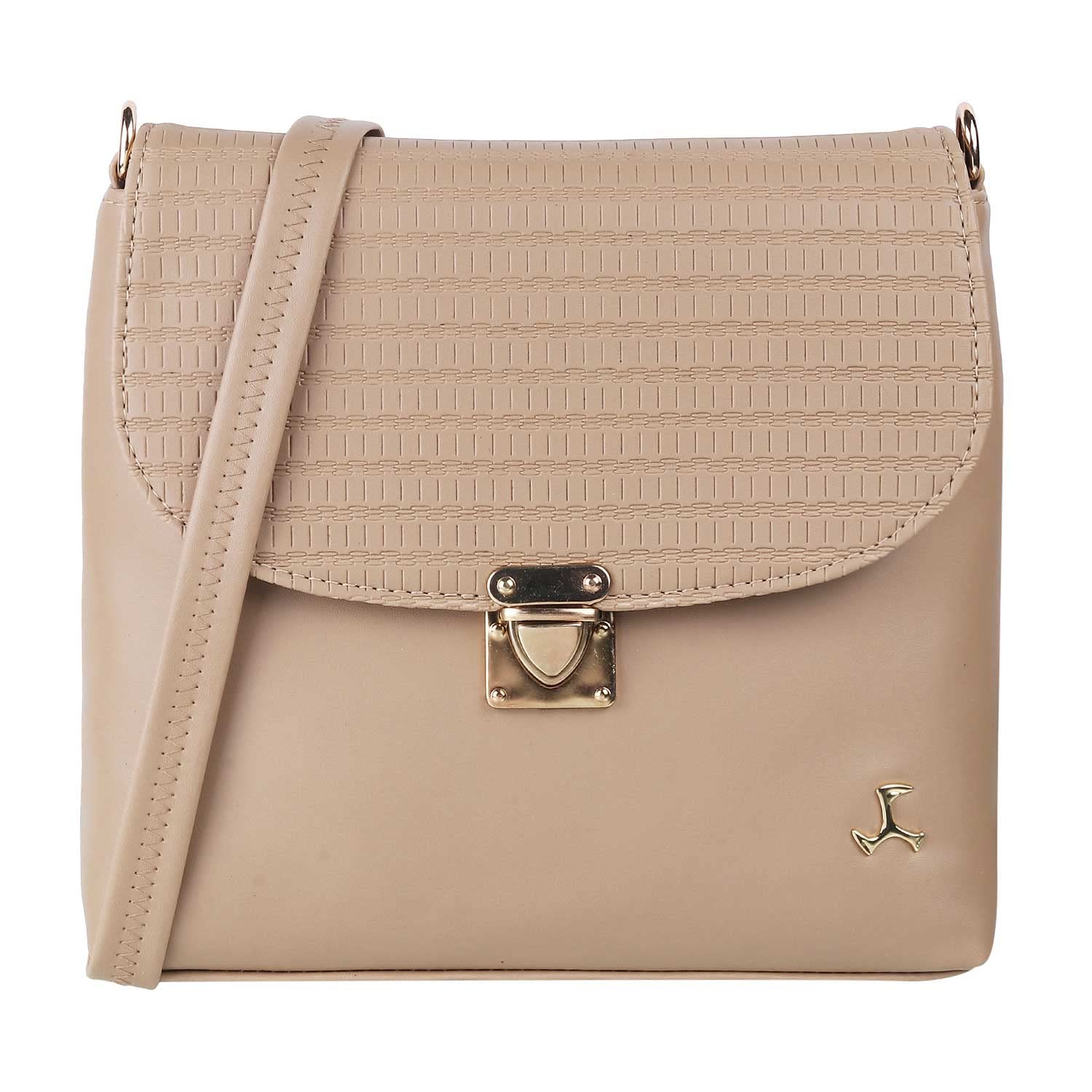 mochi Women Beige Flap Over Sling (66-7212)-picture-12