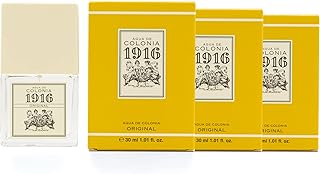 1916 - Original Pack de 3 x 30 ml, Agua de Colonia Hombre y Mujer, Formato Viaje en Spray, Perfume Unisex, Eau de Toilette Masculina y Femenina, Fragancia Cítrica y Floral, Aroma de Larga Duración