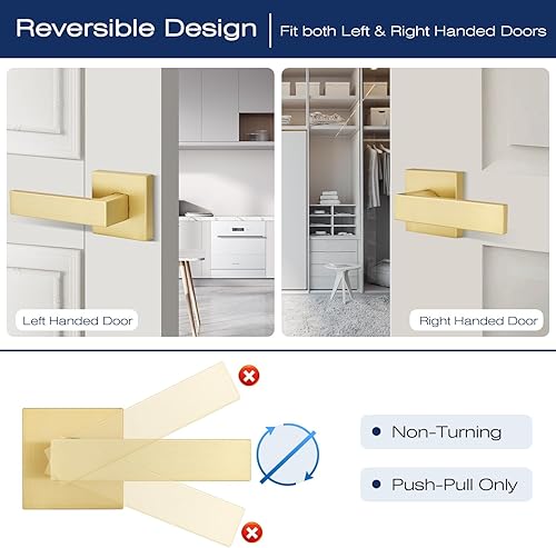 Miniatura 4 de EHOMEWARE Paquete de 8 manijas de puerta falsas resistentes para interiores, pomo de puerta dorado de una sola cara para puertas interiores,