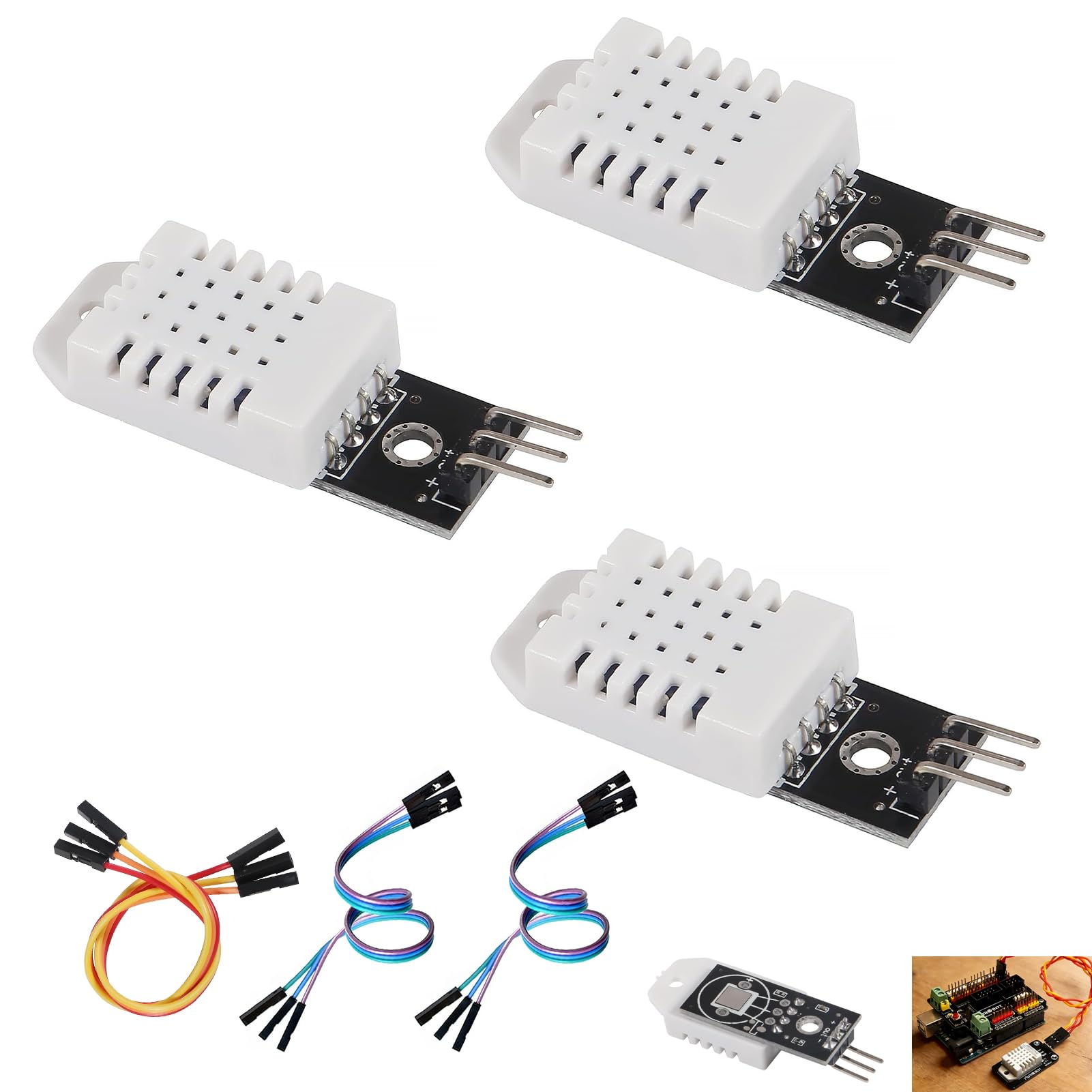 3-częściowy czujnik DHT22 AM2302 z kablem temperatury i wilgotności, moduł DHT22 kompatybilny z Arduino i Raspberry Pi, wysoka precyzja, idealny do stacji pogodowych, zastosowań domowych