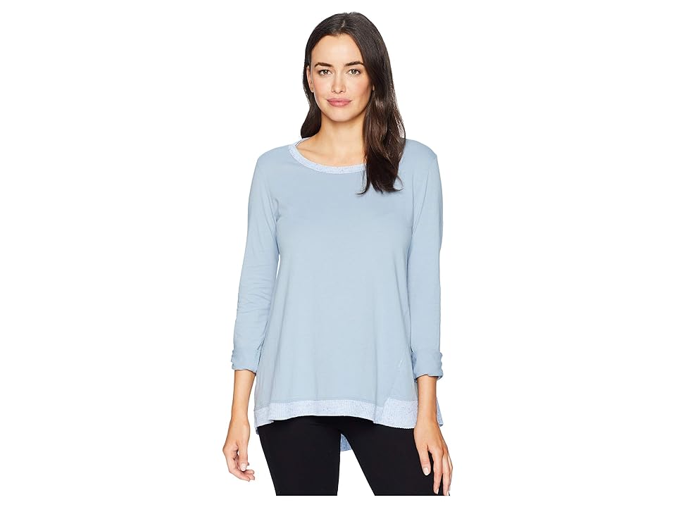 

Dylan by True Grit Soft Knit Asymmetrical Crew with Fuzzy Flecked Rib Hem (Denim) Women's Clothing