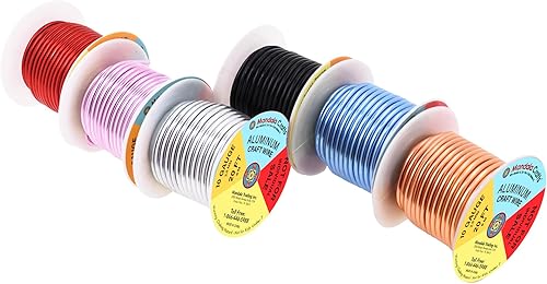 Vista 782 de Mandala Crafts Alambre de aluminio anodizado de calibre 8 para hacer joyas, alambre neutro flexible de color de 128 pies, flexible y flexible