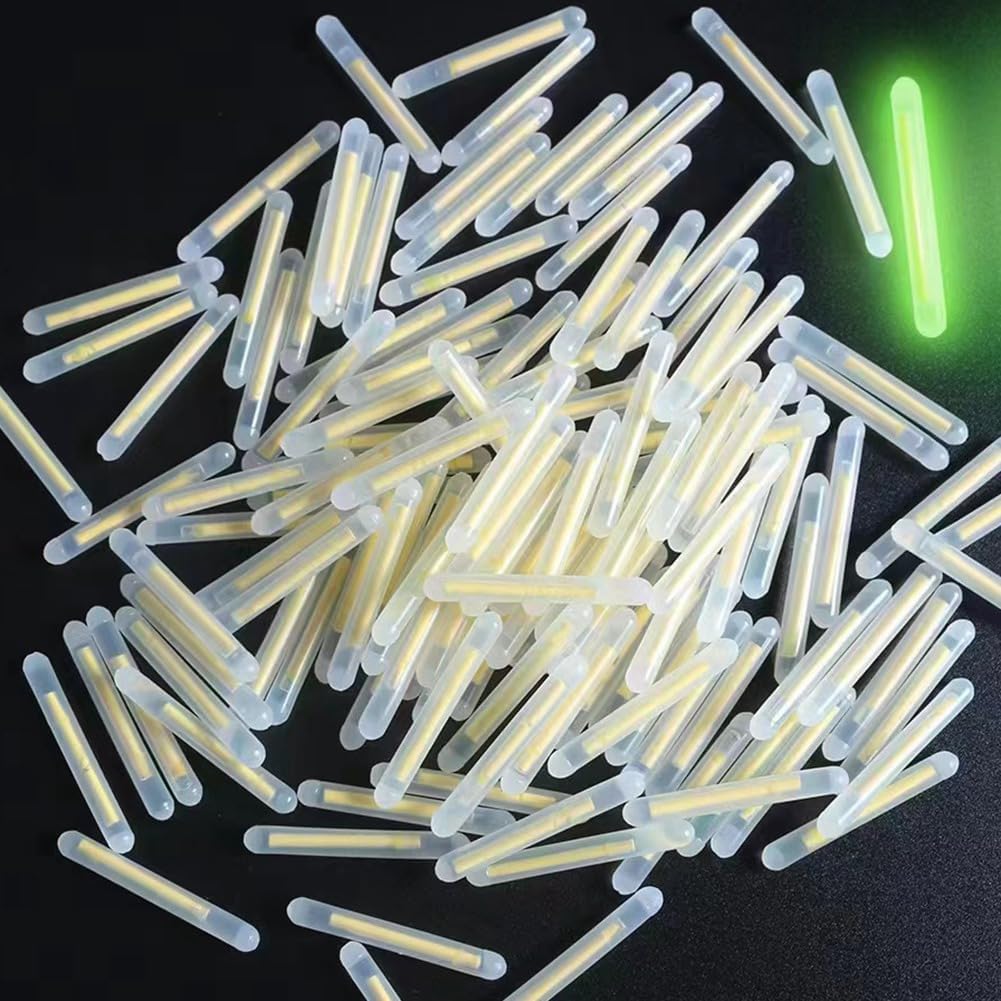 100Pcs Yellow Fishing Float Light Stick Fluorescent Lightstick Fluorescent Dark Glow Sticks Fishing Float Accessories 3mm Corks, Floats Terminal Tackle and Accessories