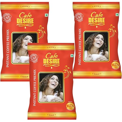 Cafe DESIRE I DRINK SUCCESS Red Range Instant Coffee Powder Box Premix 3 Kg Pack Of 3 X 1 Kg Suitable For All Vending Machines Use Manually Just Add Hot Water 3 In 1 Coffee Powder Makes 250 Cups
