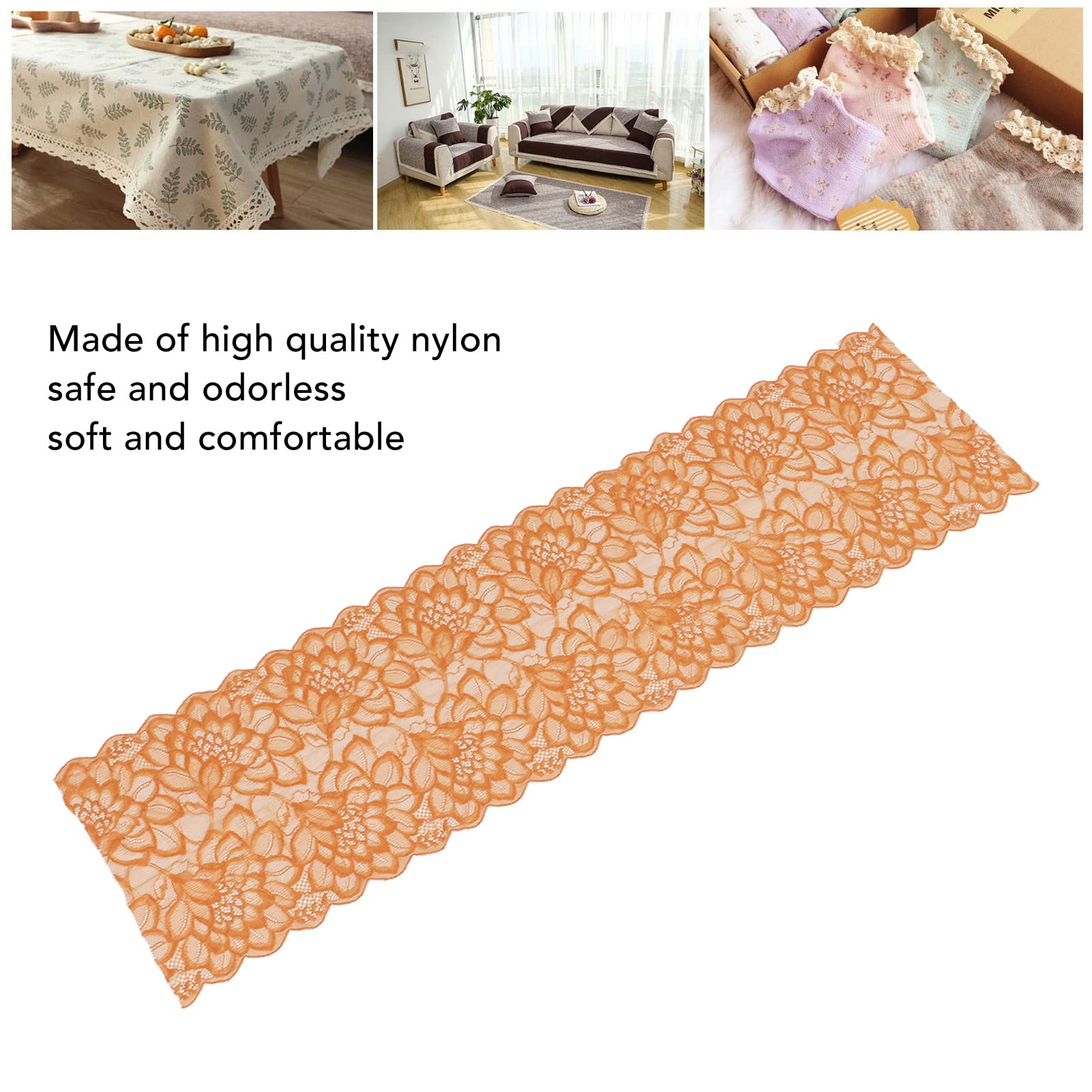 Tessuto in pizzo allungato, rivestimento in pizzo elastico in nylon, nastro in maglia morbido comodo per cucire, vestiti, progetti artigianali, decorazioni per la casa
