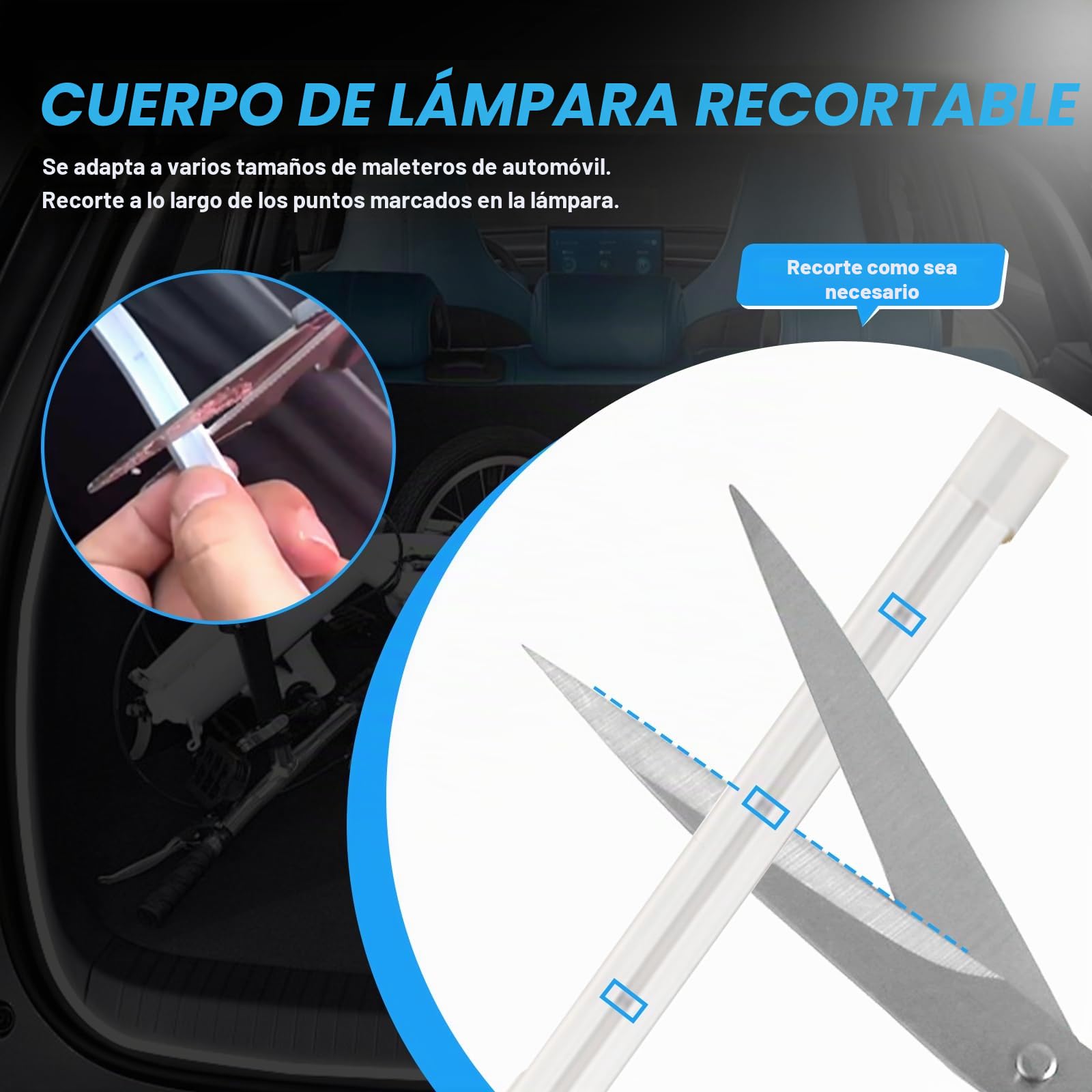 Tira de Luz para Maletero de Coche, Tira de Luz LED de Corte Flexible para Maletero Impermeable Universal Tira de Luces LED para Interior de Coche, SUV, Camión (Blanco Cálido, 2 m/79 in)