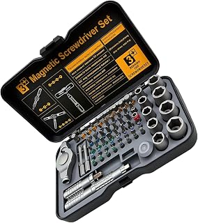 Complete 66 Function Screwdriver Tool Set Including Plums Flower Hexagonal and Crosses Bit in Sturdy Case Search Engine V Handle