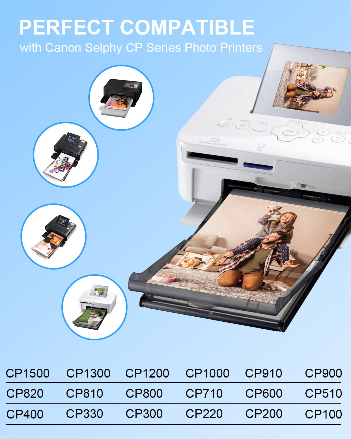 NineLeaf 4PK Kompatibel für Canon Selphy CP1300 CP1500 CP1200 CP1000 CP910 CP820 und Kartusche, KP-108IN 3115B001(AA) Postkarten für Canon Selphy Fotodrucker, 12 Kartusche+432 FotoPapier (100 x 148mm)