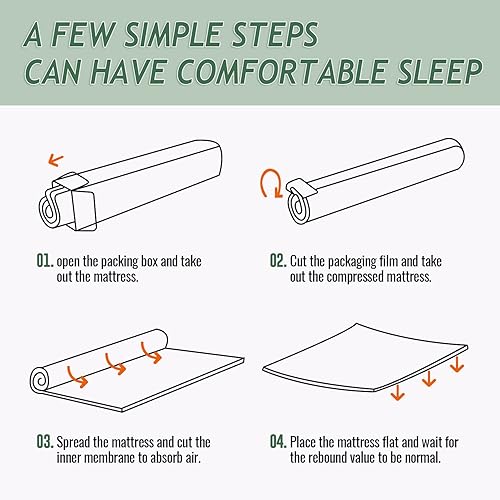 Miniatura 4 de PayLessHere Colchón individual de 10 pulgadas, de espuma viscoelástica de té verde, certificado CertiPUR-US, colchón de firmeza media, funda suave