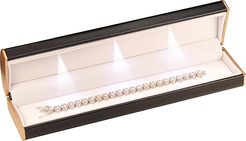 Miniatura 6 de Caja de pulsera negra con tres luces LED para cumpleaños, día de San Valentín, día de la madre, día del padre, Navidad... pulsera LED de lujo,