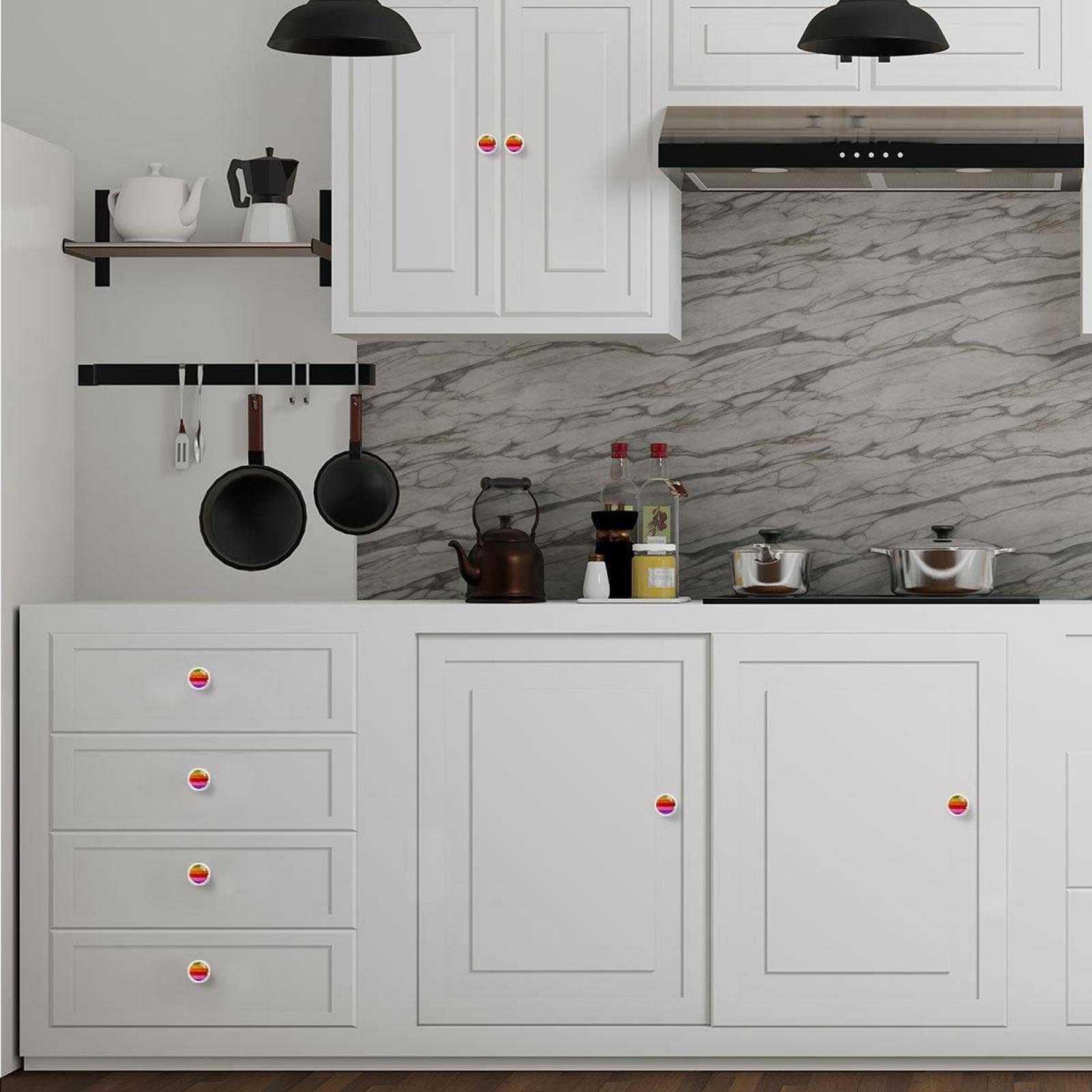 12 pezzi pomelli rotondi bianchi colorati glitter strisce