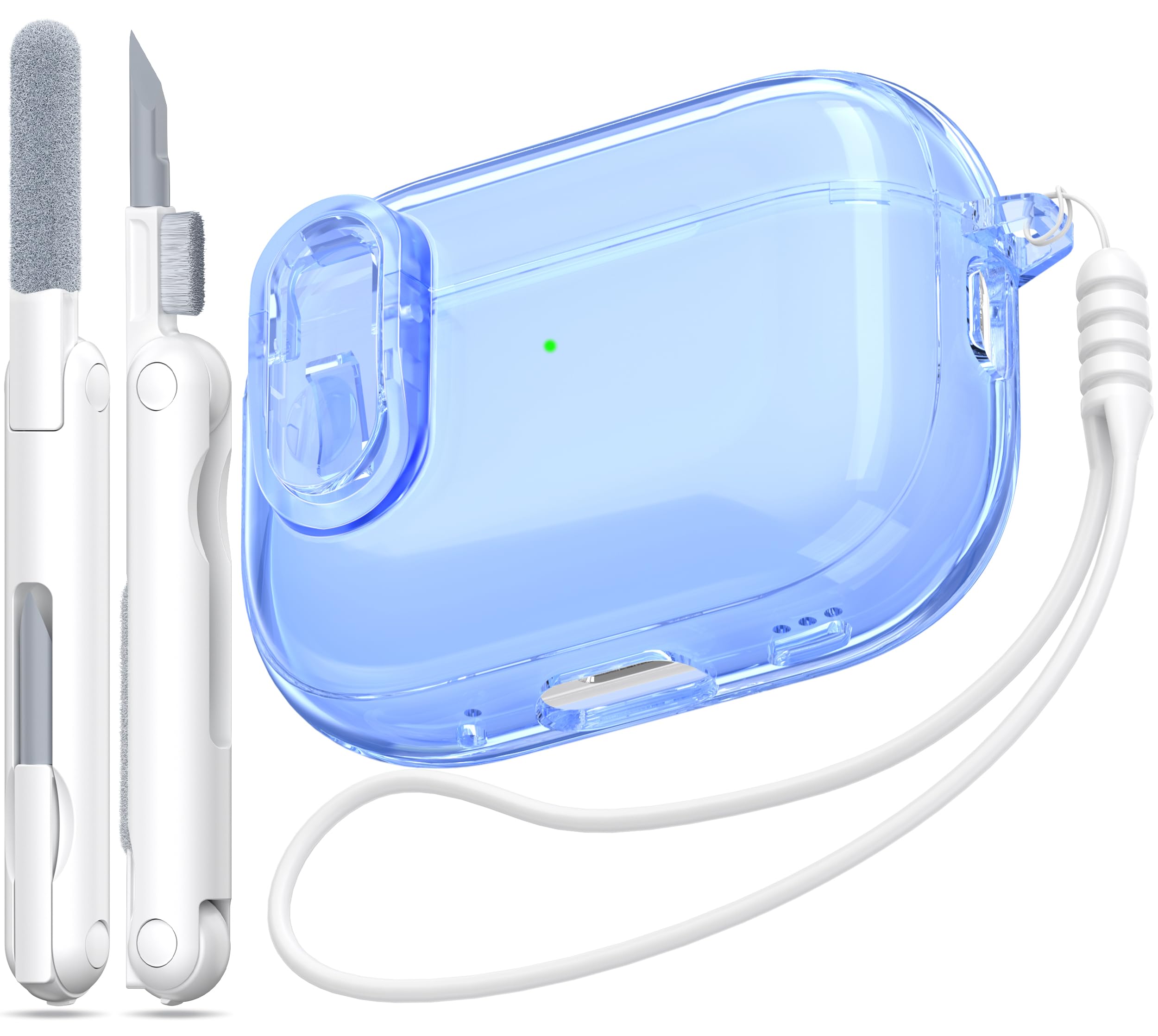 MHYALUDO for Airpods Pro 2nd/1st Generation Case Cover, Compatible with Airpods Pro Case 2nd Gen USB C Charging Port, Clear Soft Transparent Military Grade Shockproof Cover, Clear White — view 15