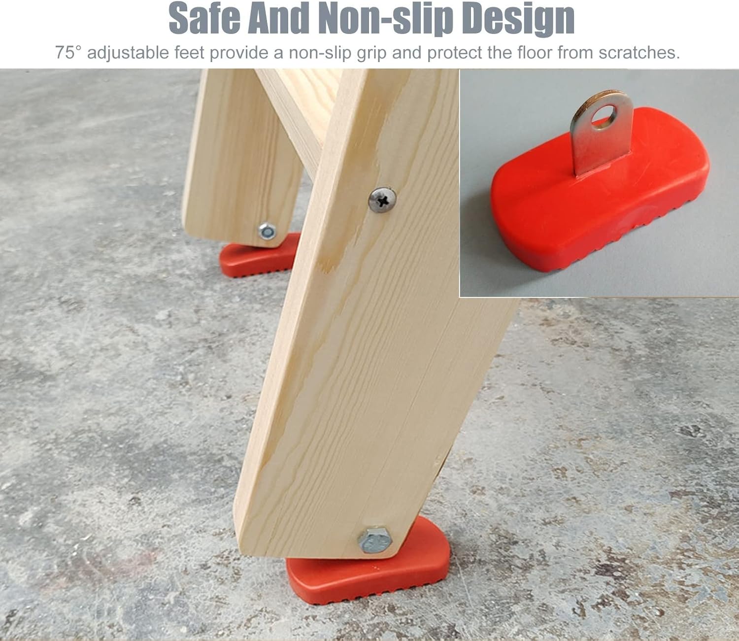 Home Dorm Rv Bunk Bed Ladder, Retro Wooden Twin Bed Bunk Ladder with Hook Bracket, Loft Kitchen Cabinet Step Ladder with Rubber Feet, 125/150cm (Size : 4 Step 125cm/49)