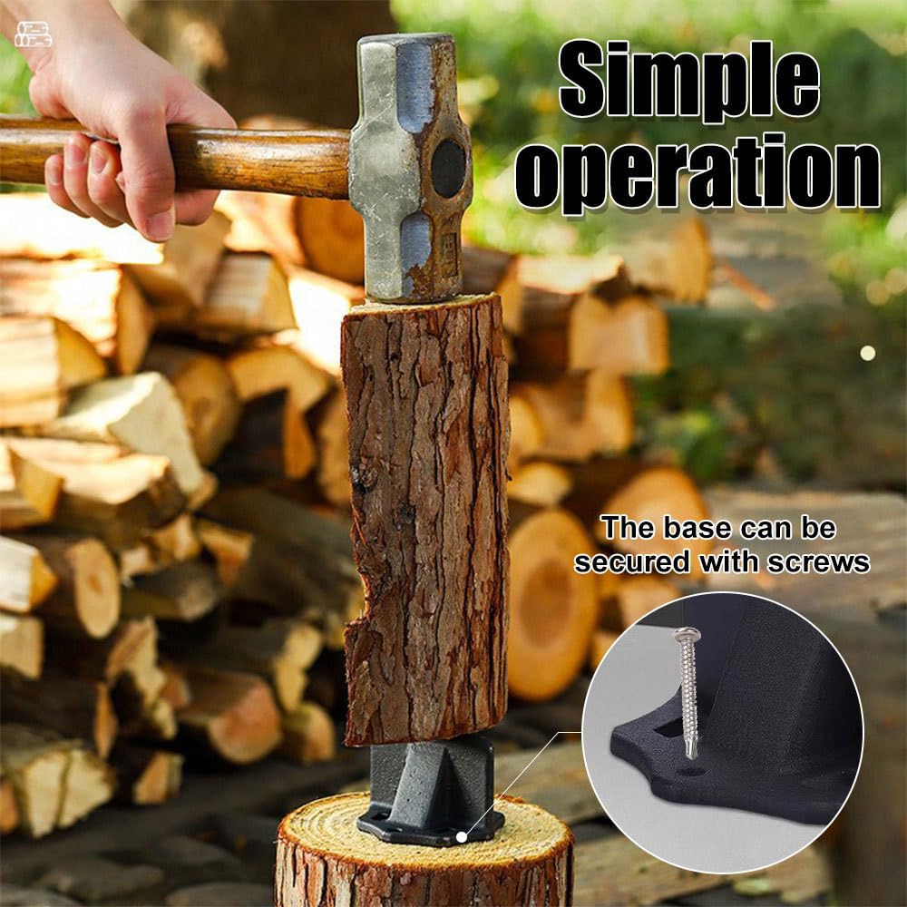 Holzspalter Manuell, Kleiner Stahlguss Holzspaltkeil, Tragbarer Brennholzspalter mit Aufbewahrungstasche und Schrauben für Zuhause, Campingplatz und mehr