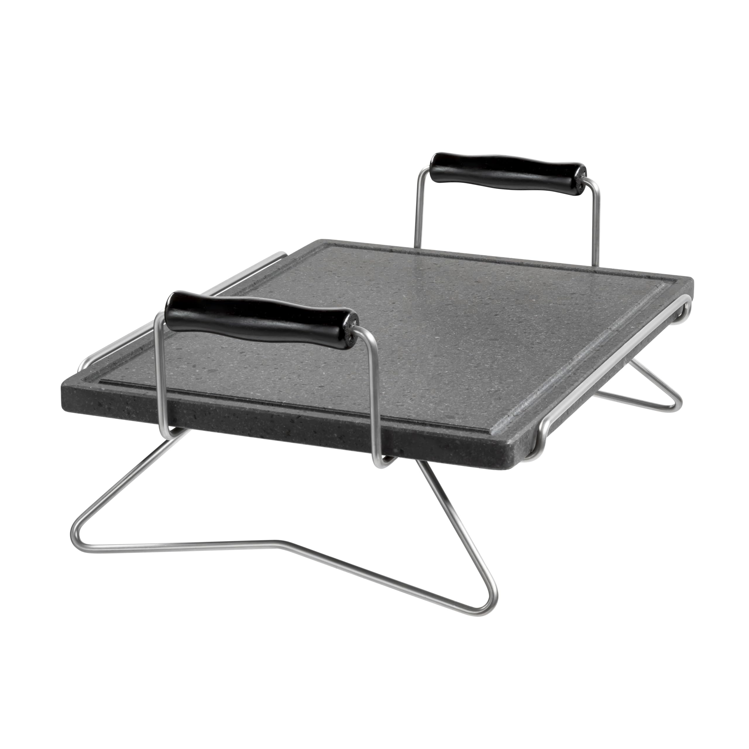 Piastra in Pietra LAVICA Ollare 40x30x2 cm con TELAIO ACCIAIO INOX - Refrattaria dell’Etna per Forno Elettrico & Gas, Barbecue, Bistecchiera per Pizza e Carne